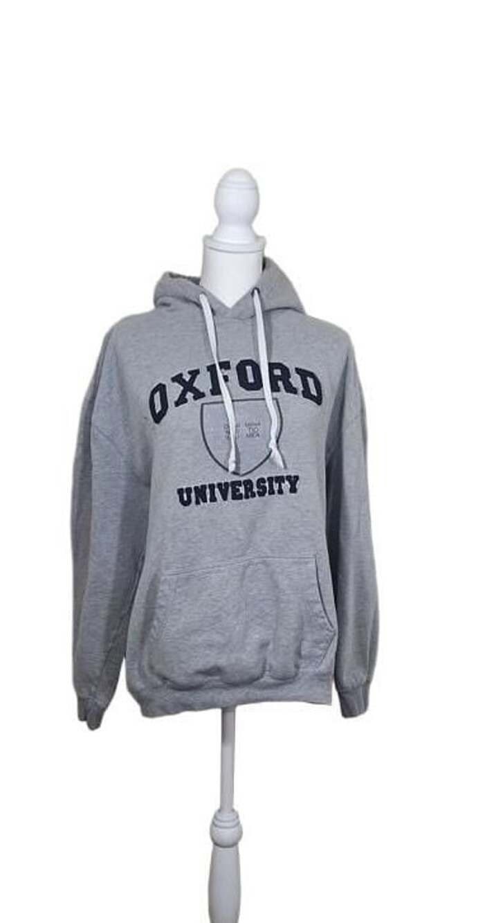 Oxford University Hoodie Grey Embroidered Crest Pullover Sweatshirt